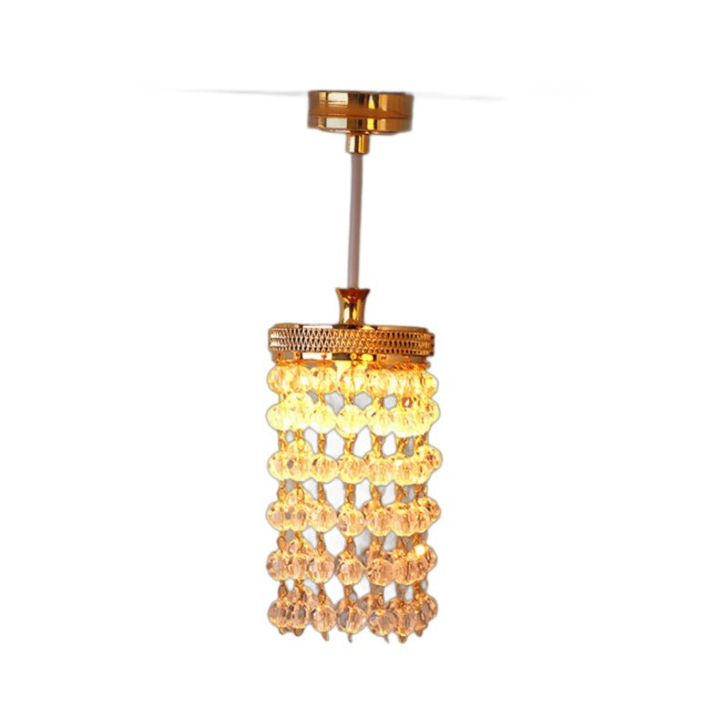 1:12 Dollhouse Miniature Small Lamp Model Scene Light-Up LED Crystal Chandelier Miniature Luxury