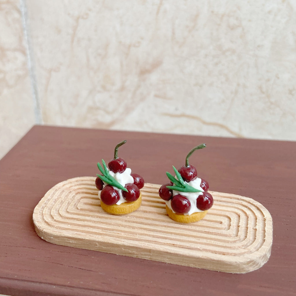 Miniature Cherry Tower Cake Playset Cute 1/6 Dollhouse Accessories Photo Props