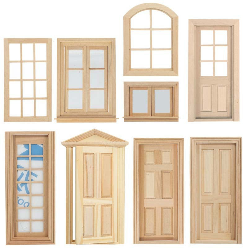 Dollhouse 112 Scale Wooden Door Window Base for Painting
