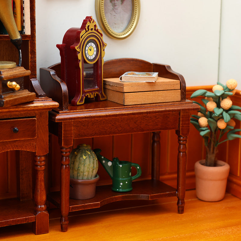 1:12 Dollhouse Furniture Miniature Wooden Craft Maroon Desk Small Table