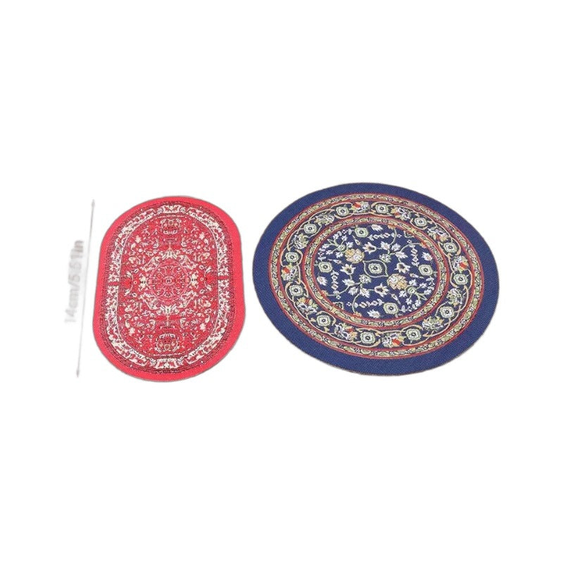 1:12 Dollhouse Floor Decoration Miniature Oval Carpet Turkish Woven Rug