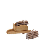 Winter Scene Dollhouse Accessories Miniature Wicker Bag Wood Cart Fireplace