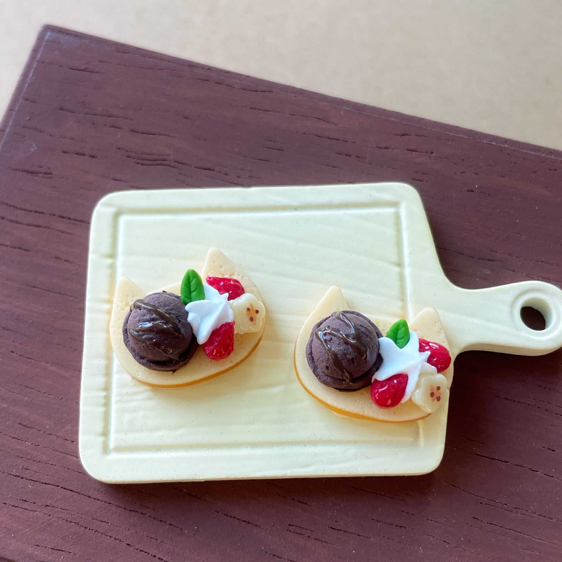 Simulation Cute Strawberry Ice Cream Toast Bread Miniature Food Play Mini Dollhouse Props