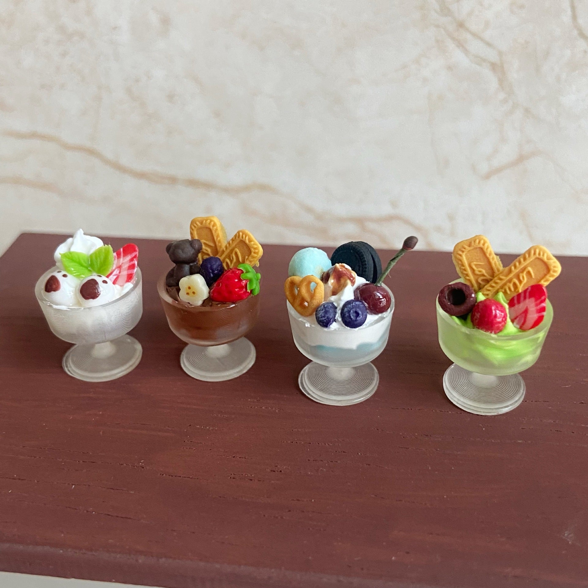 Miniature Fruit Cookies Ice Cream Cup Dollhouse Accessories