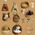 1:12 Miniature Handmade Twisted Stick Cat Pure Handmade Rattan Cat Nest Miniature Realistic Toy Nest Pet Ornament Decoration