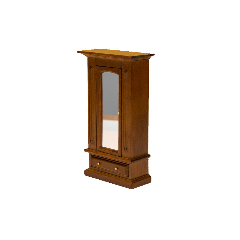 1:12 Dollhouse Mini Furniture Model Master Bedroom Scene Decoration Wooden Wardrobe with Mirror