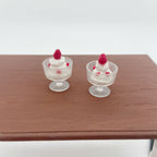 Miniature Toy Simulation Strawberry Ice Cream Cup Food Play 1/6 Blythe 1/8 BJD Dollhouse Scene Props