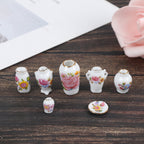 Mini Ceramic Dollhouse Vase Set of 7 Decor