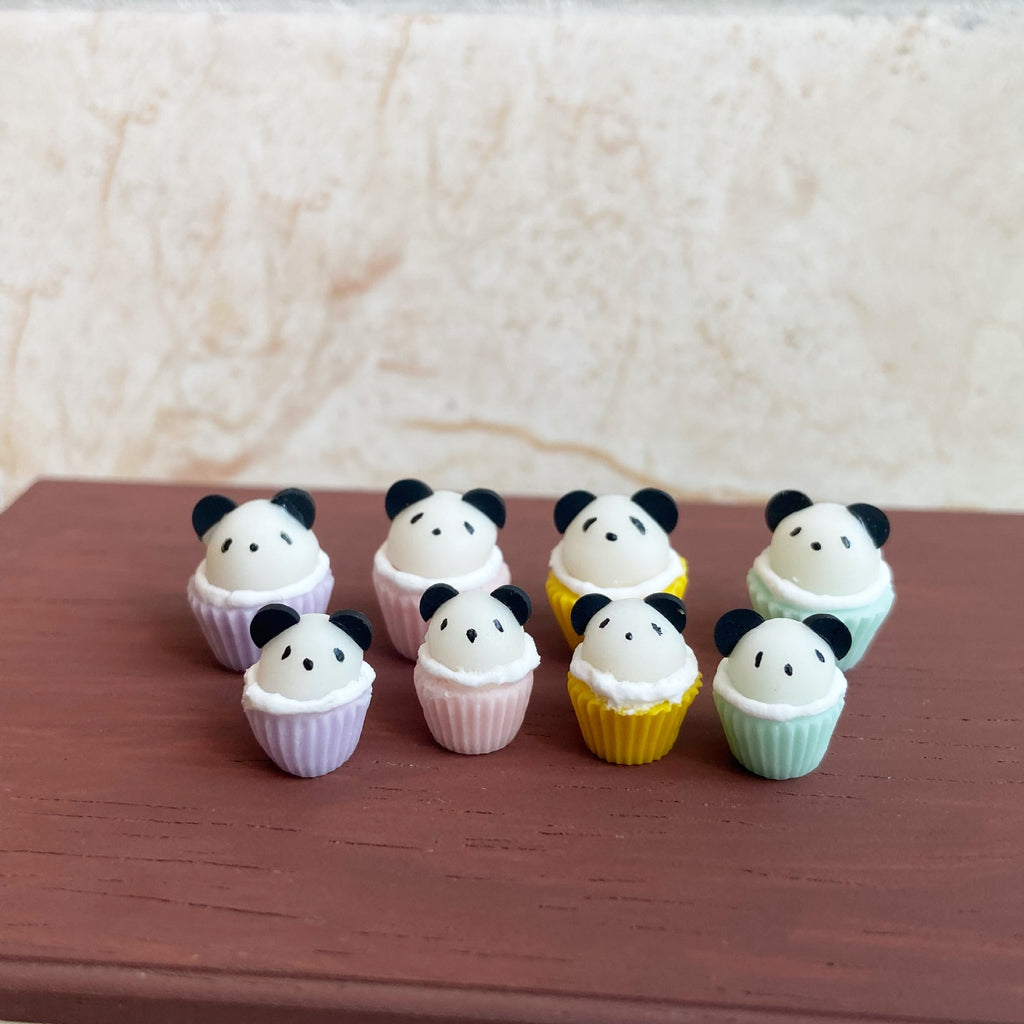 Miniature Macaron Color Panda Cupcake Dollhouse Accessories Photo Props