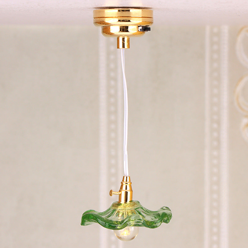 Dollhouse Simulation Mini Furniture with Light-Up Chandelier Ceiling-Shaped Lantern