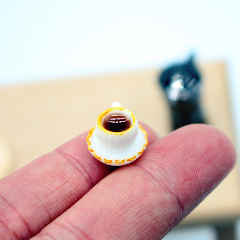 Dollhouse Mini Coffee Cup and  Wooden Tray