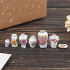Mini Ceramic Dollhouse Vase Set of 7 Decor