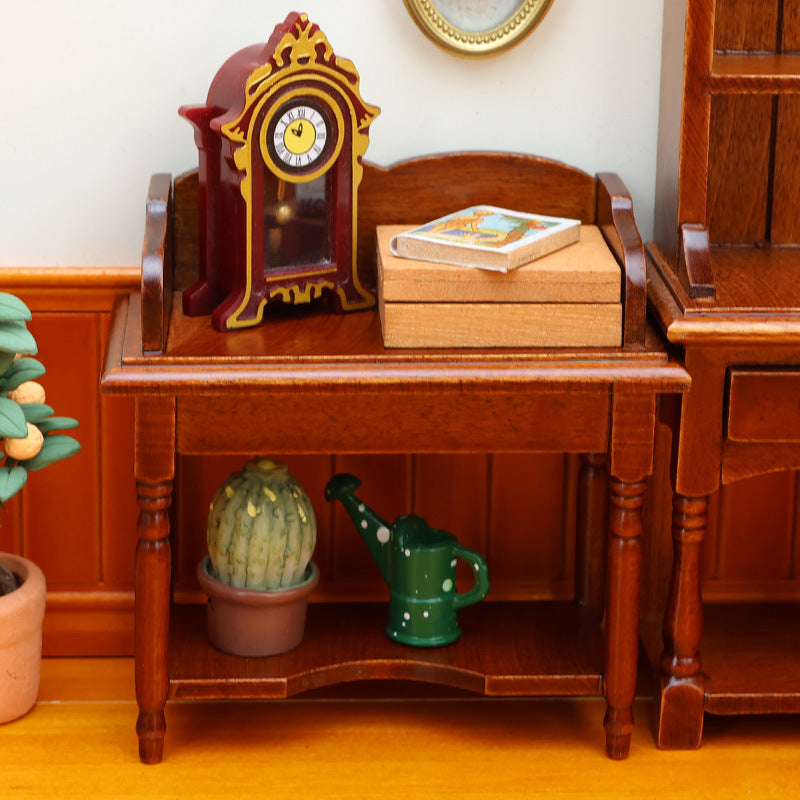 1:12 Dollhouse Furniture Miniature Wooden Craft Maroon Desk Small Table