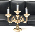 1:12 Dollhouse Accessories Metal Table Lamp Three-Head Candle Holder