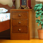 1:12 Dollhouse Wooden Furniture Chestnut Three-Drawer Nightstand