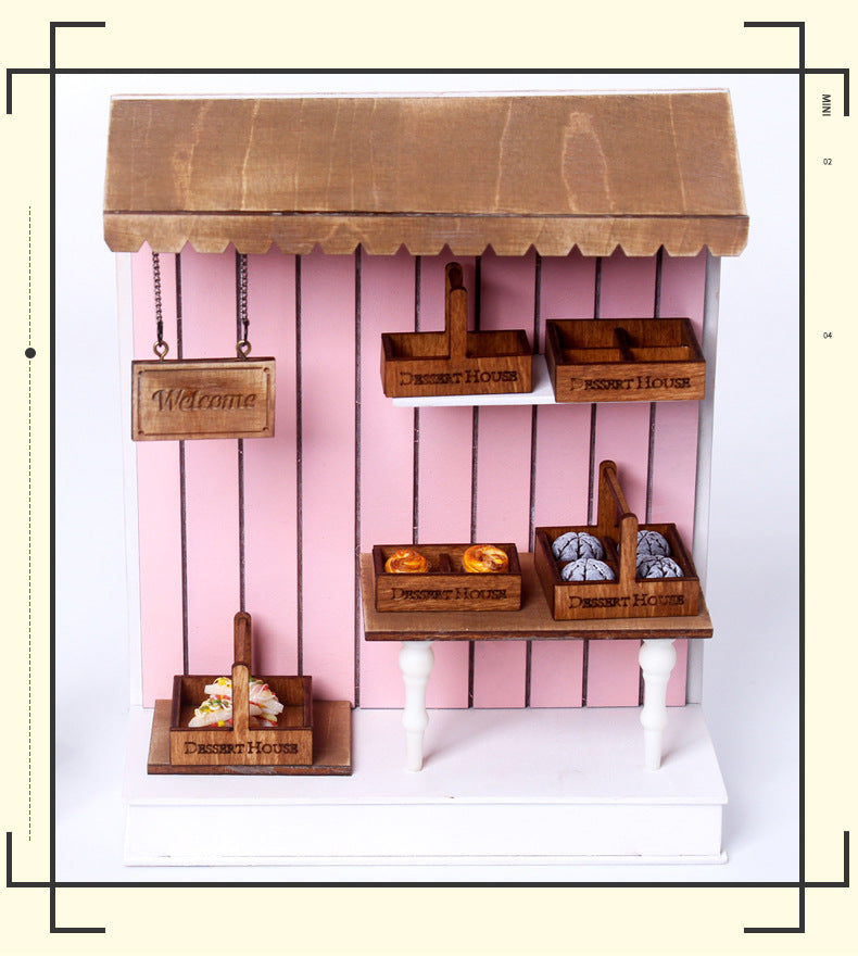 Mini Wooden Dessert Bread Box Dollhouse DIY Handmade Miniature Food Miniature Toy