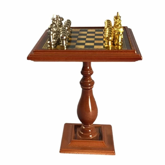 Walnut Chess Table and Chess Set
