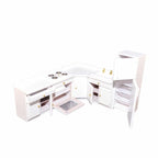 1:12 Dollhouse White Kitchen Set with Fridge Freezer