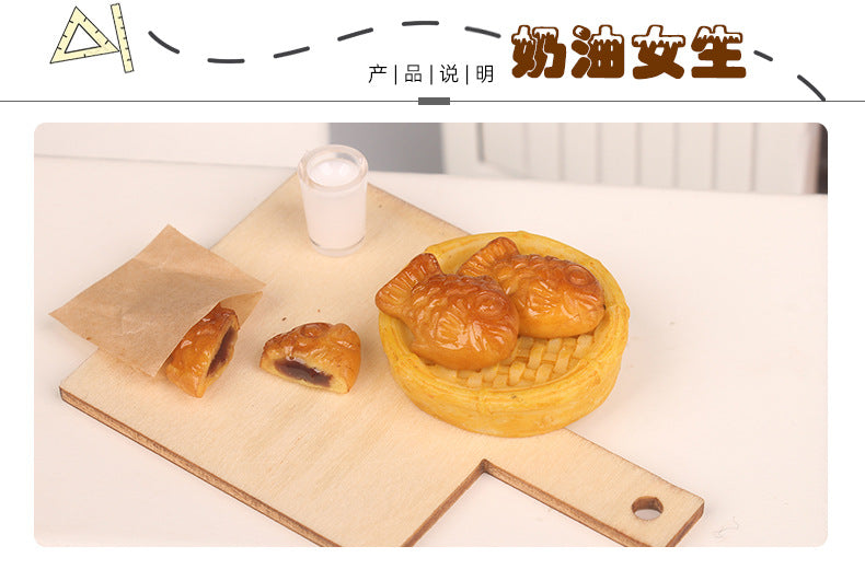 Dollhouse Miniature Food Play Set Taiyaki Red Bean Paste Filling Kit Handmade Scene Model OB11