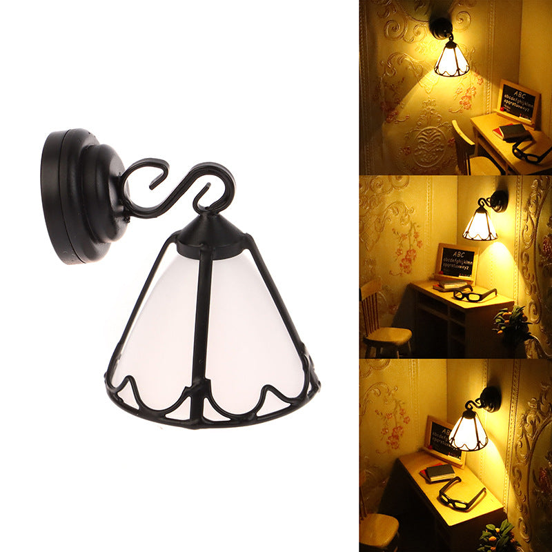 Dollhouse Simulation Mini Furniture with Light-Up Chandelier Ceiling-Shaped Lantern