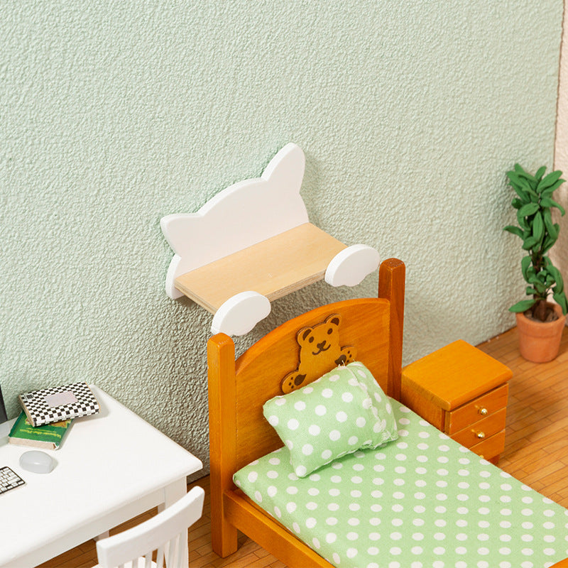 1:12 Dollhouse Accessories Miniature Furniture Cat Wooden Shelf Wall Hanging Rack