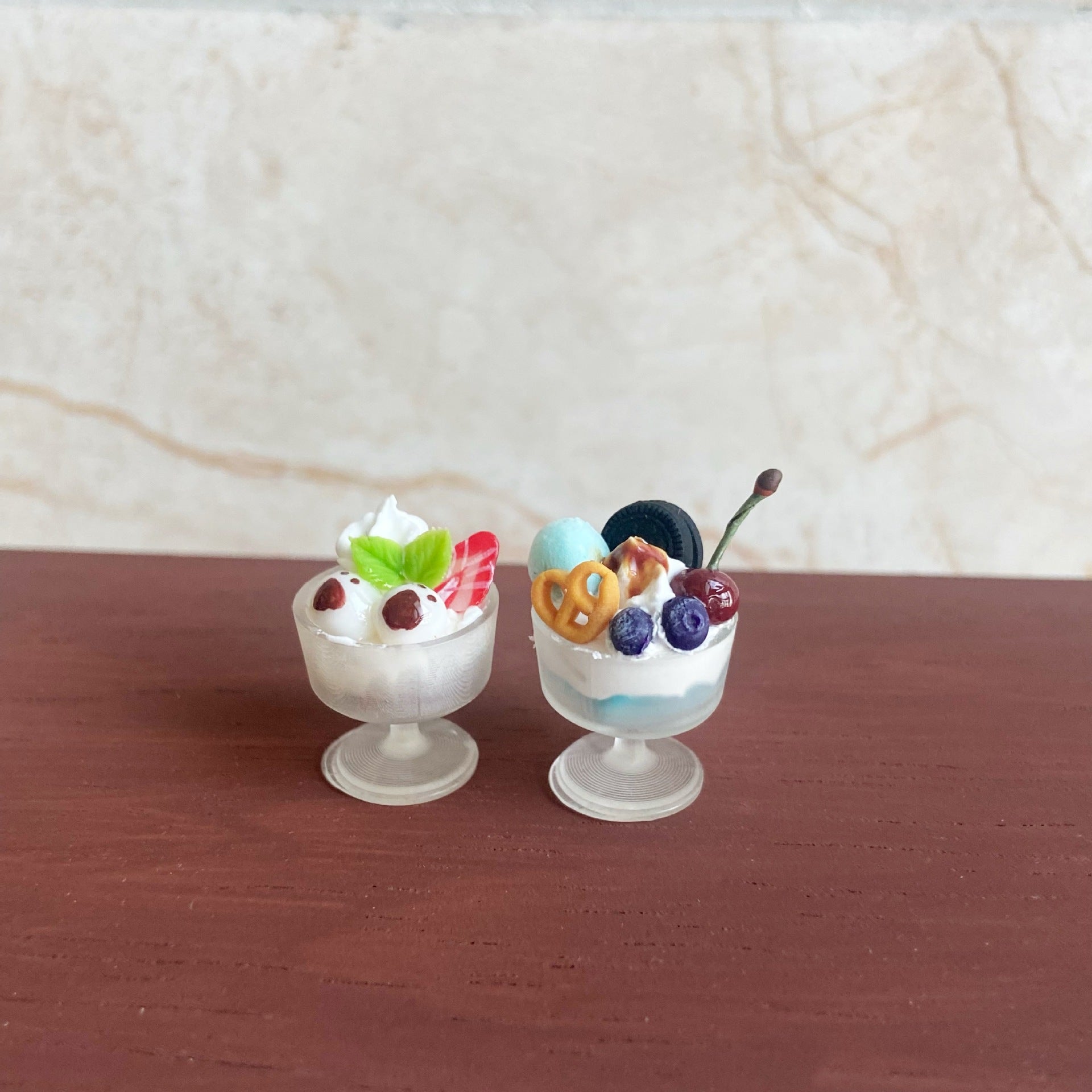 Miniature Fruit Cookies Ice Cream Cup Dollhouse Accessories
