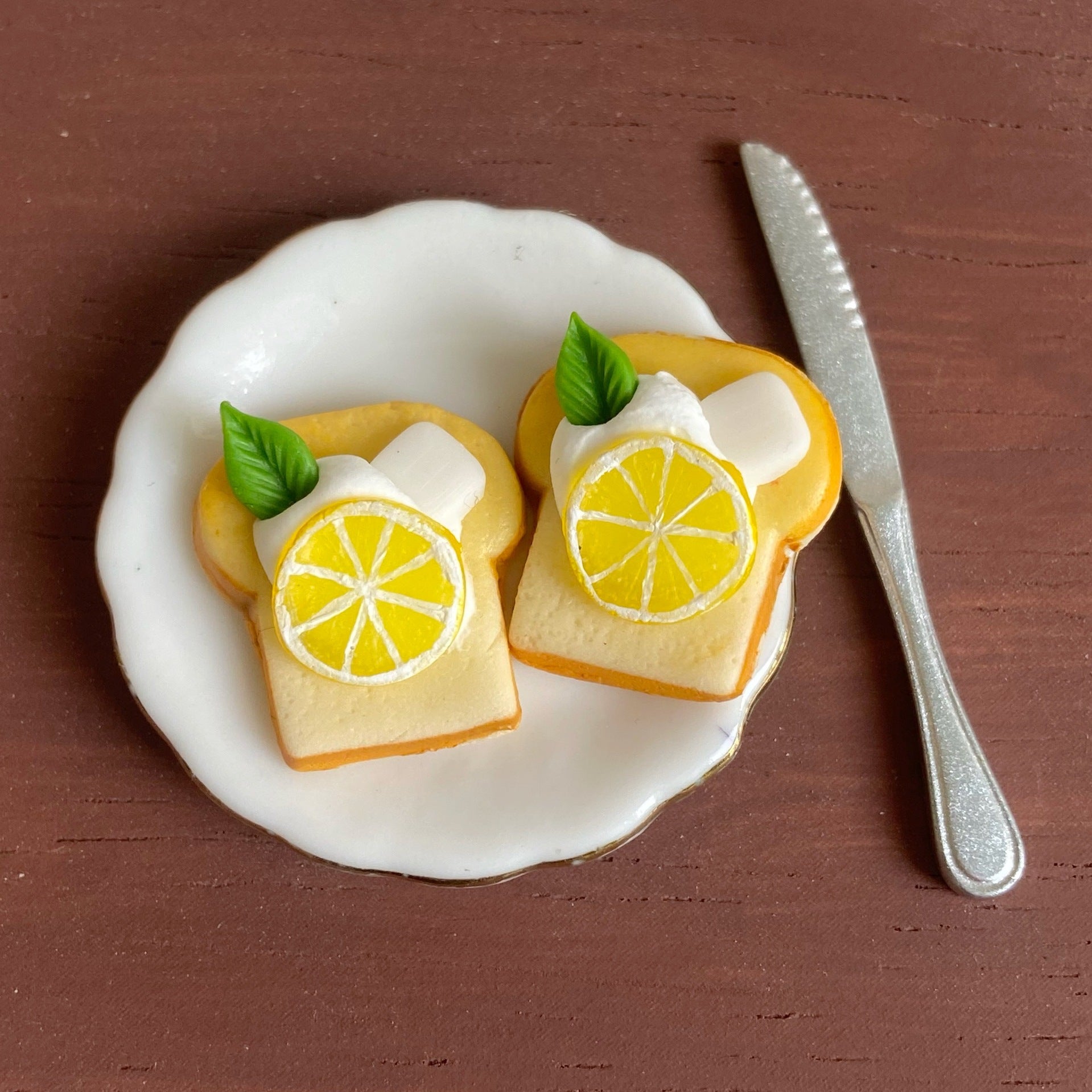 Miniature Simulation Lemon Toast Bread Play Mini Clay Fun Dollhouse Bakery Props