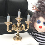1:12 Dollhouse Accessories Metal Table Lamp Three-Head Candle Holder
