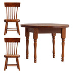 1:12 Dollhouse Miniature Wooden Crafts Chestnut Table and Chairs