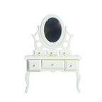 Miniature DIY Dollhouse Bedroom Dressing Table with Mirror Model Small Furniture Mini Wooden Craft Scene Ornament