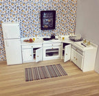 1:12 Dollhouse White Kitchen Set with Fridge Freezer