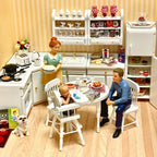 1:12 Dollhouse White Kitchen Set with Fridge Freezer